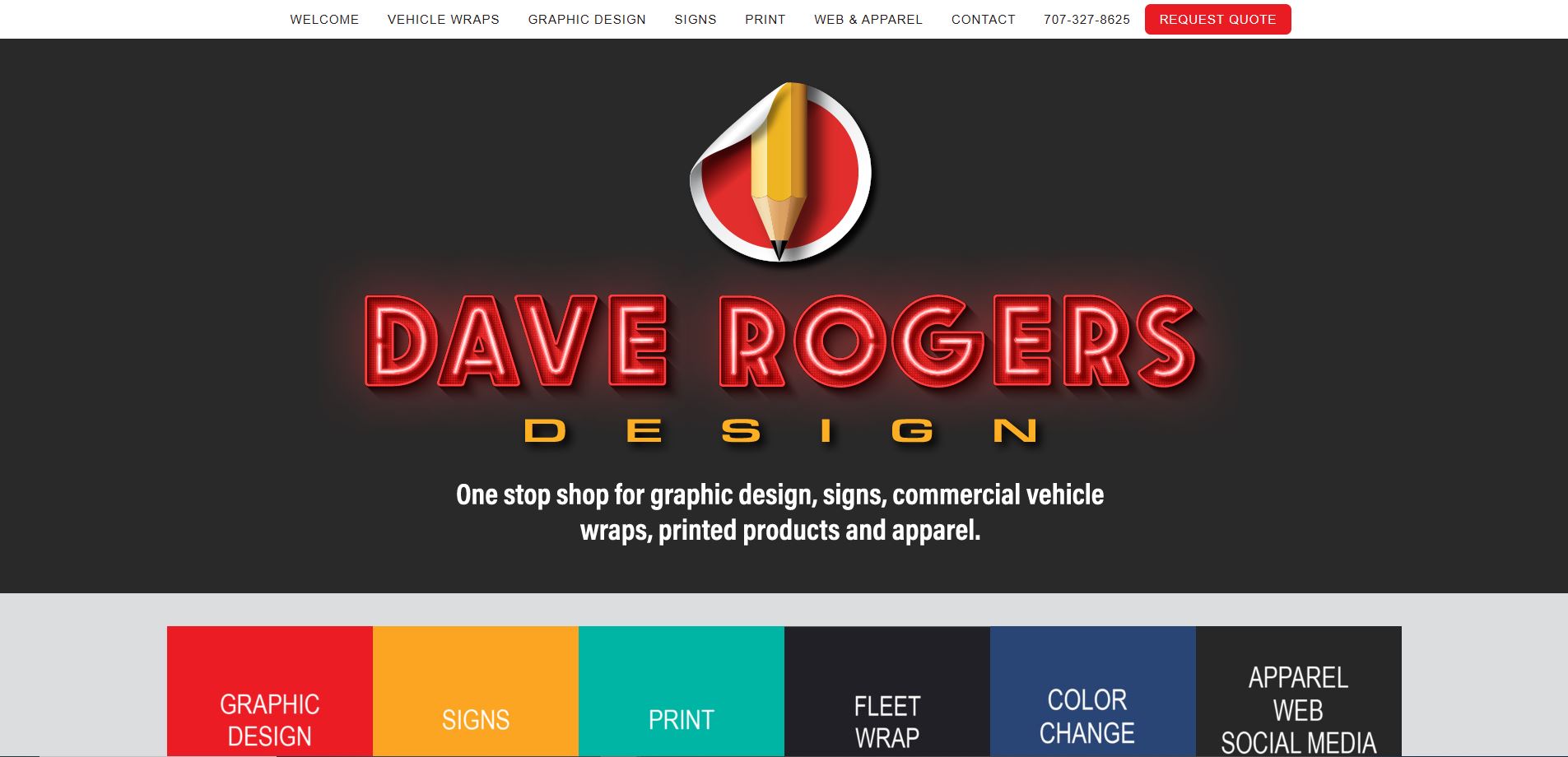 A bold and creative portfolio for a graphic artist and sign maker.