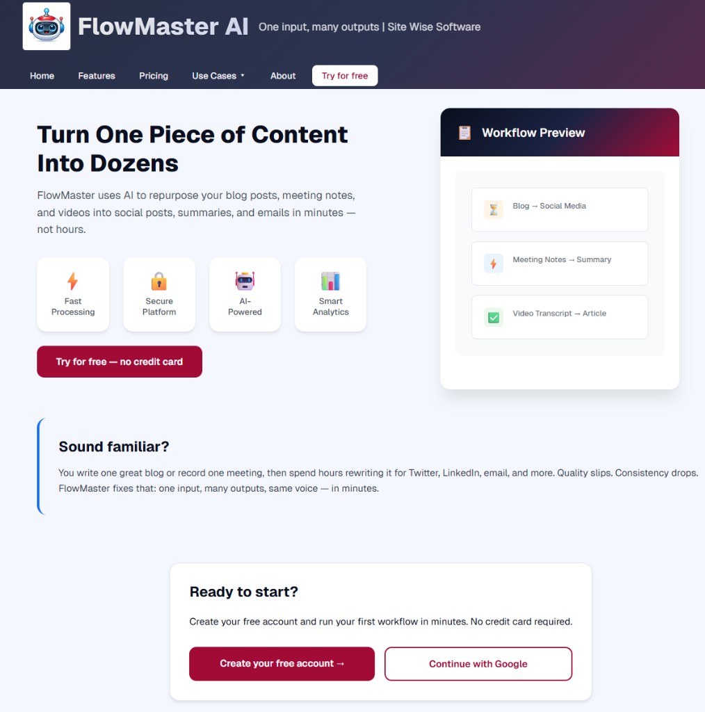 Screenshot of FlowMaster AI