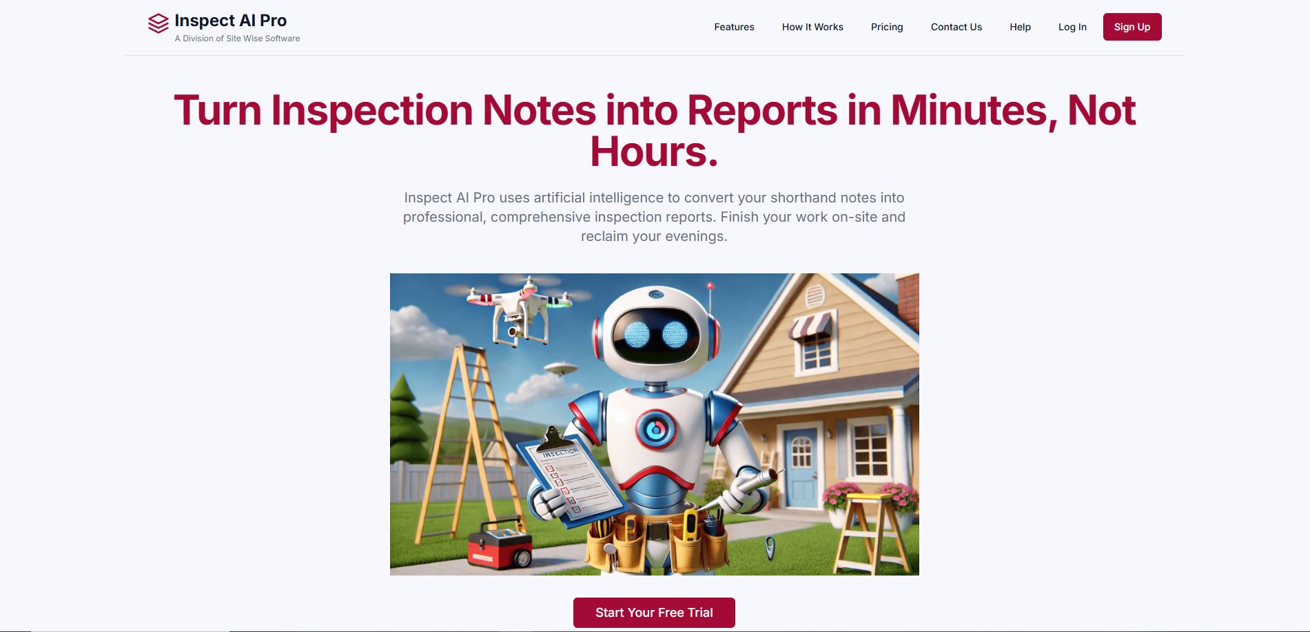 The official product website for the Inspect AI Pro home inspection software.